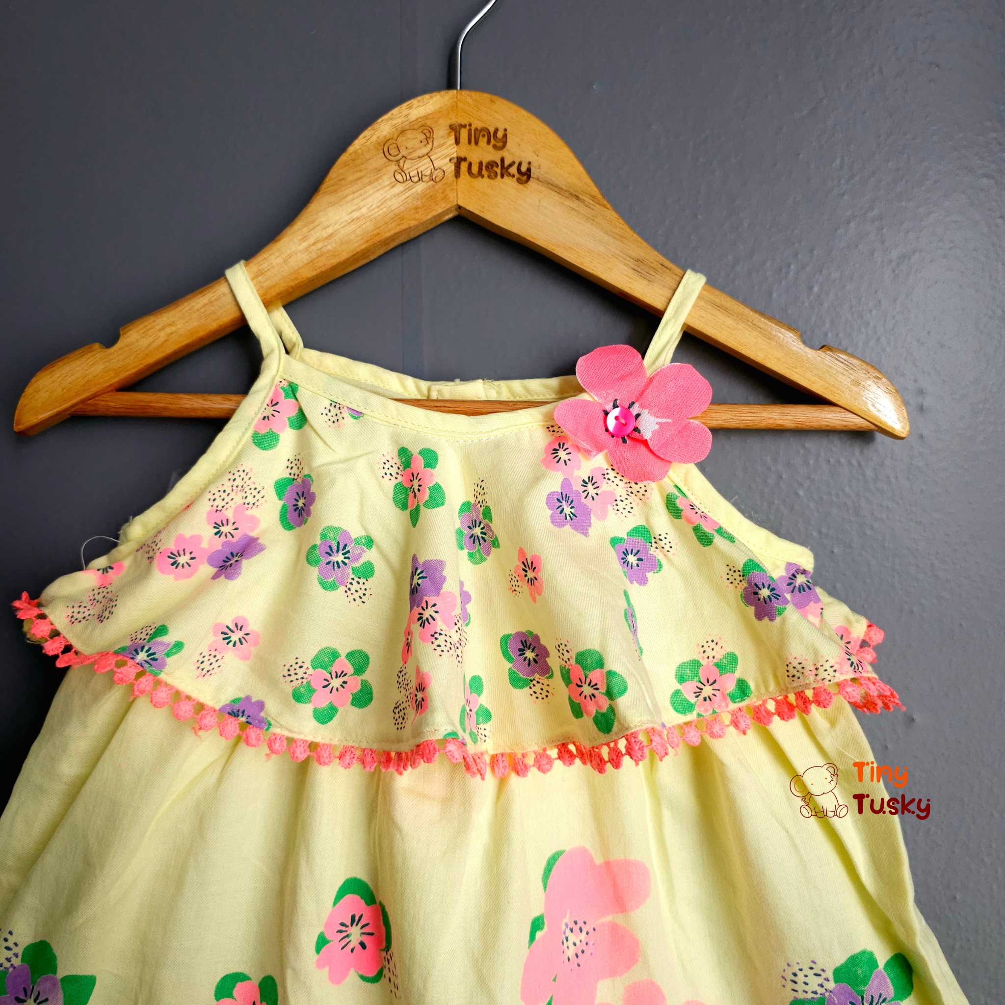 Tiny Tusky Girls Pink Floral Summer Dress