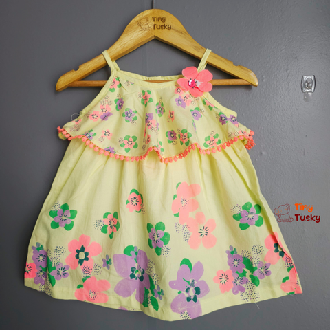 Tiny Tusky Girls Pink Floral Summer Dress